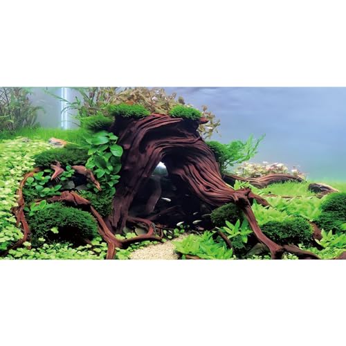 AWERT Hintergrund für Aquarium, Seegras aus Holz, 76,2 x 45,7 cm, Hintergrund für Flussbett und See, Aquarium, Vinyl-Hintergrund von AWERT