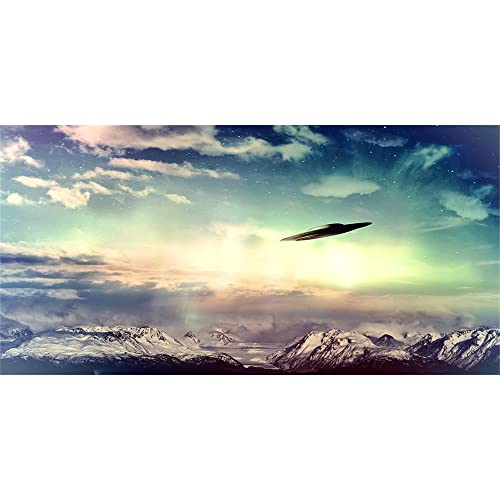 AWERT Hintergrund für Aquarium, UFO in Himmel, Wolken, Aquarium-Hintergrund, Science-Fiction-Terrarium-Hintergrund, 121,9 x 45,7 cm von AWERT