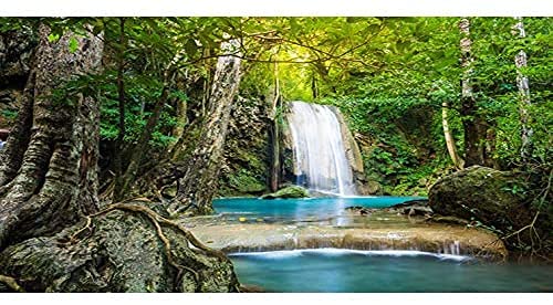 AWERT Hintergrund für Wasserfall-Terrarium, 76,2 x 45,7 cm, tropischer Regenwald, Aquarium-Hintergrund, Sonnenschein, See, grüner Baum, Reptilien-Lebensraum, Hintergrund, Vinyl von AWERT
