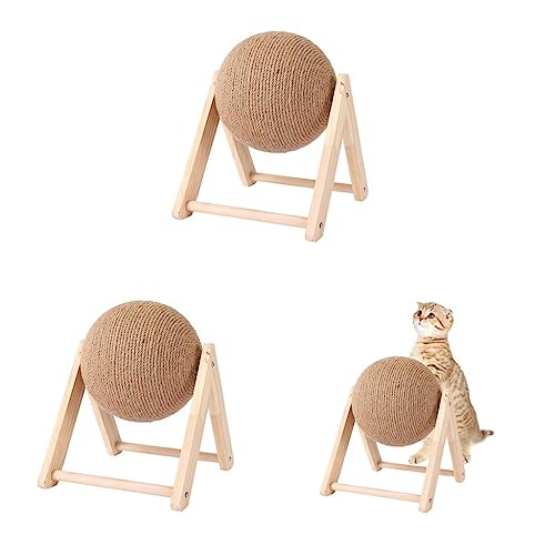 ＡＷＨＡＯ 2 Stück Katzenkratzball, Übungsball Aus Holz, Sisalseil, für Heimtierbedarf von ＡＷＨＡＯ