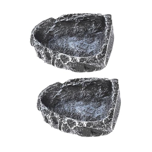 ＡＷＨＡＯ 2pcs Reptilienwassergerichte Lebensmittelschalen füttern Geschirr Flacher Terrarium Dekor Feeder für Gecko Echsenhörne Hörner Frosch Chameleon, Rechteck von ＡＷＨＡＯ