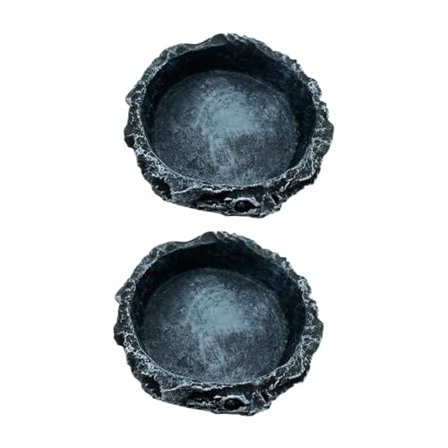 ＡＷＨＡＯ 2pcs Reptilienwassergerichte Lebensmittelschalen füttern Geschirr Flacher Terrarium Dekor Feeder für Gecko Echsenhörne Hörner Frosch Chameleon, Runden von ＡＷＨＡＯ