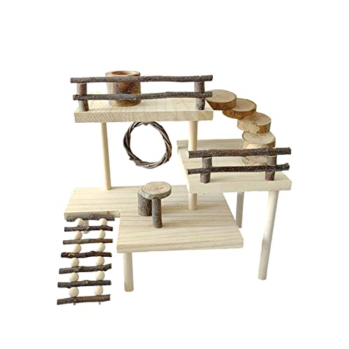 ＡＷＨＡＯ 3 Lagige Hamsterspielzeug Holzplattform für, Aktivitätsset, von ＡＷＨＡＯ