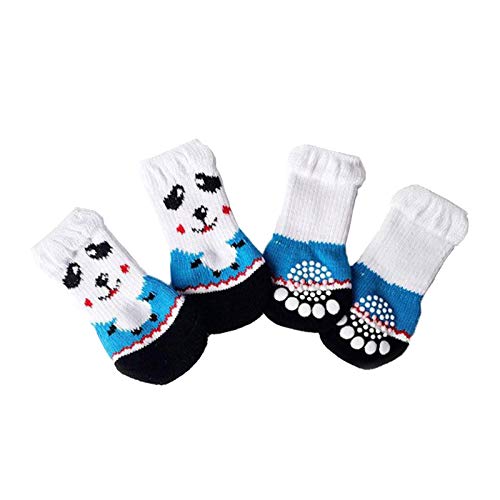 ＡＷＨＡＯ 4 Niedliche Haustier Katze Welpen Hund Socken Anti Rutsch Pfotenschutz, L Panda von ＡＷＨＡＯ