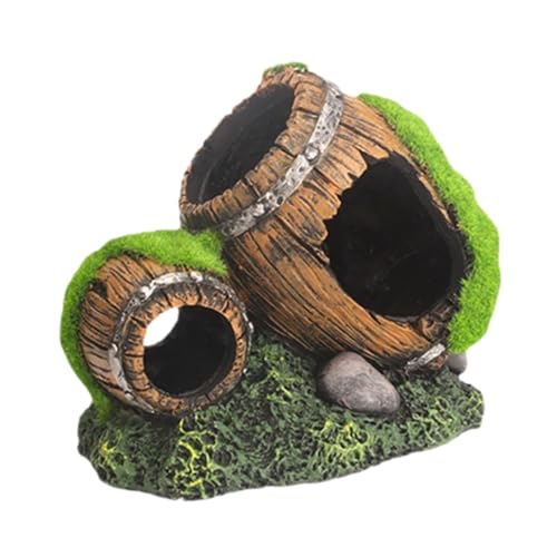 AWHAO Aquarium Dekor Aquatische Handwerk Versteck Aquarium Landschaft Ornament Aquarium Barrel Statue, 14x9x11cm AWHAO Aquarium Dekor Aquatische Handwerk Versteck Aquarium Landschaft Ornament Aquarium Barrel Statue, 14x9x11cm von AWHAO