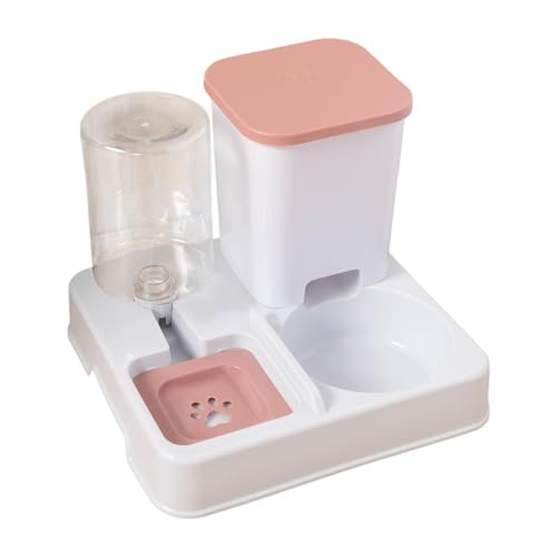 ＡＷＨＡＯ Automatisches Anipal Dekoble Entdecken Sie Glatte Anti Umkehroberfläche Leicht zu Putzen 2 in 1 Material Und Wasserer Set Doppelschale, Rosa Weiß von ＡＷＨＡＯ