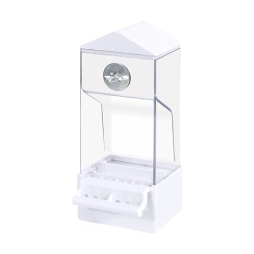 ＡＷＨＡＯ Bird Food Feeder Vogelhäuschen Klar tragbares Käfigzubehör Automatische Vogelfutterleiter Vogelkäfig -Feeder für Kanaren Conure, Weiß von ＡＷＨＡＯ