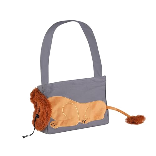 ＡＷＨＡＯ Canvas Pet Carrier Umhängetasche, Leichte Und Atmungsaktive Tragbare Umhängetasche, Reisetasche für Kätzchen, Grau L von ＡＷＨＡＯ