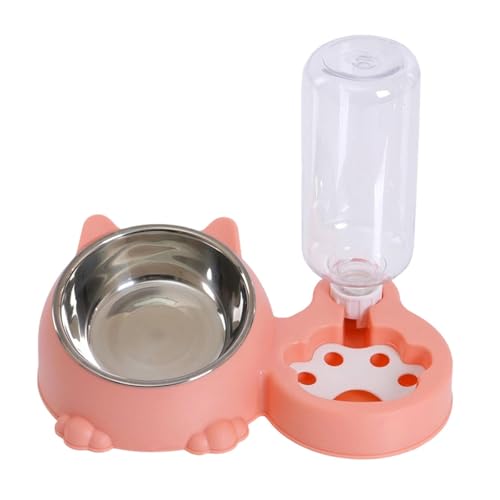 AWHAO Cat Wasser Set mit 2 in 1 Nass Und Trockenfutter Funktion Edelstahl Futternapf Automatischer Wasserspender Schräg Erhöhtes Design für Kleine Un, Rosa AWHAO Cat Wasser Set mit 2 in 1 Nass Und Trockenfutter Funktion Edelstahl Futternapf Automatischer Wasserspender Schräg Erhöhtes Design für Kleine Un, Rosa von AWHAO