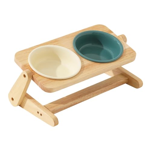 ＡＷＨＡＯ Erhöhte Hundenäpfe, Futterständer, Erhöhter Futterständer, Futter für Hunde, Wasserfutternäpfe für Kleine Hunde, Beige Dunkelgrün von ＡＷＨＡＯ