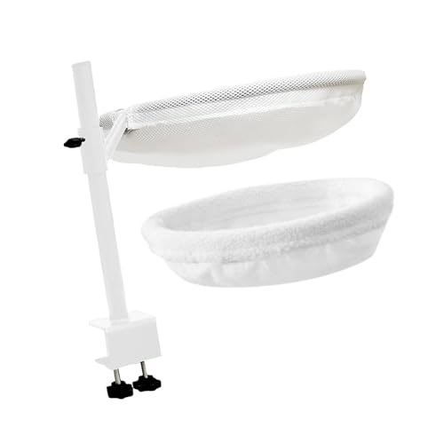 ＡＷＨＡＯ Erhöhtes Katzenbett auf Dem Schreibtisch, Katzenhängematte, Sitzstange für Haustiere, Nestbett mit 2 Waschbaren Matten für Den Schreibtisch, Weiß von ＡＷＨＡＯ