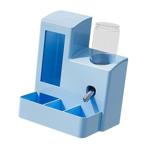 ＡＷＨＡＯ Futterautomat Als Moderne Futterstation mit Trinkflasche Und Futternapf Modisches Aussehen mit Großer Kapazität für Kleintiere Und Als Geschenk für T, Blaue 80-ml-Flasche von ＡＷＨＡＯ