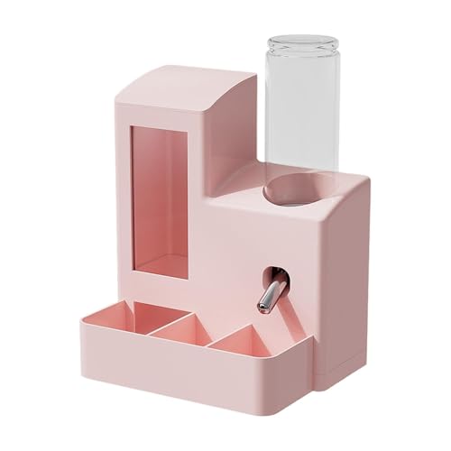 ＡＷＨＡＯ Futterautomat Als Moderne Futterstation mit Trinkflasche Und Futternapf Modisches Aussehen mit Großer Kapazität für Kleintiere Und Als Geschenk für T, Rosa 120ml Flasche von ＡＷＨＡＯ