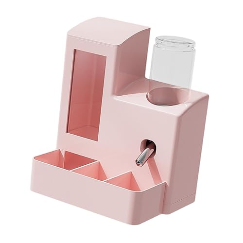 ＡＷＨＡＯ Futterautomat Als Moderne Futterstation mit Trinkflasche Und Futternapf Modisches Aussehen mit Großer Kapazität für Kleintiere Und Als Geschenk für T, Rosa 80ml Flasche von ＡＷＨＡＯ