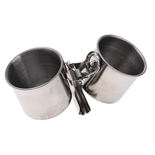 AWHAO Futtervogel Doppelbecher mit Clip Aus Edelstahl AWHAO Futtervogel Doppelbecher mit Clip Aus Edelstahl von AWHAO