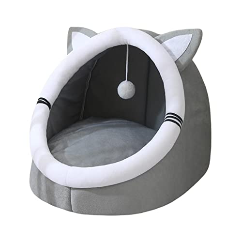 ＡＷＨＡＯ Gemütliches Haustierbett für Katzen, Zelt mit Spielzeugball, weiche Höhle, Kissen für Kätzchen, M 38x38x36cm von ＡＷＨＡＯ