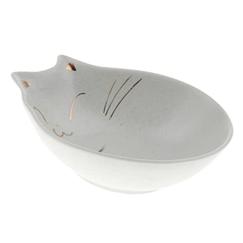 ＡＷＨＡＯ Gold Keramik Flache Katze Schüssel Haustier Tierfutter Wasser Teller Katze Gesicht Design, Weiß von ＡＷＨＡＯ