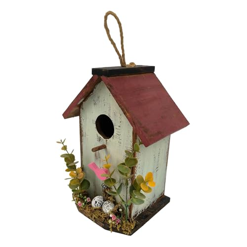 AWHAO Hängendes Vogelhäuschen für draußen, dekoratives Vogelhäuschen, Gartendekoration, für den Hofgarten, hellgrün AWHAO Hängendes Vogelhäuschen für draußen, dekoratives Vogelhäuschen, Gartendekoration, für den Hofgarten, hellgrün von AWHAO
