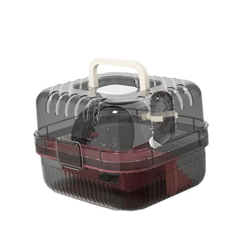 ＡＷＨＡＯ Hamsterkäfig mit Transparenten Transparenten Wasserflaschen Hamster Hassat Transportgehäuse mit Griff für Maus Igel, Rosa von ＡＷＨＡＯ