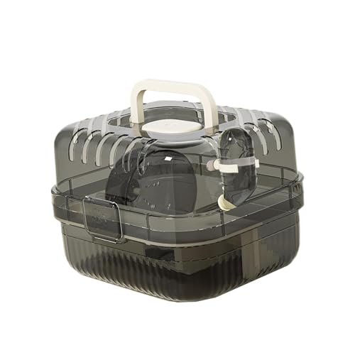 ＡＷＨＡＯ Hamsterkäfig mit Transparenten Transparenten Wasserflaschen Hamster Hassat Transportgehäuse mit Griff für Maus Igel, Weiß von ＡＷＨＡＯ