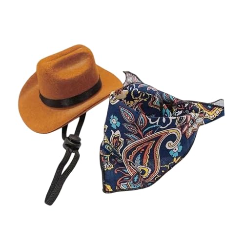 ＡＷＨＡＯ Haustier Cowboy Kostümzubehör, Cosplay, Cowboyhut und Bandana Halloween lustig für Hund, Navy Blue S von ＡＷＨＡＯ