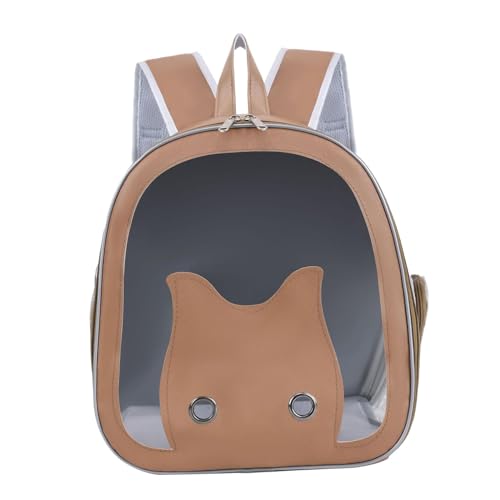 ＡＷＨＡＯ Haustier-Tragerucksack, Haustier-Blasen-Rucksack, atmungsaktiv, für kleine mittelgroße Hunde, Katzen, Hunderucksack, transparente Fenster-Tragetasche, braun von ＡＷＨＡＯ