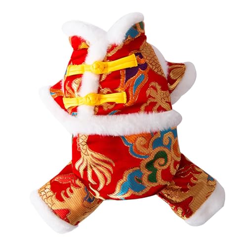ＡＷＨＡＯ Haustiere Tang Anzug, Chinesisches Neujahrskostüm, Einfach zu Tragen, Warmer Hund, Knoten, Knöpfe, Mantel, Haustierkostüm für Hunde, Cosplay, Feier, L von ＡＷＨＡＯ