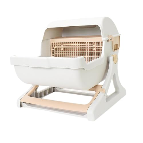 AWHAO Haustiertoilette, Halbautomatische Katzentoilette mit Schneller Reinigung, Katzentoilette für Kätzchen, Beige AWHAO Haustiertoilette, Halbautomatische Katzentoilette mit Schneller Reinigung, Katzentoilette für Kätzchen, Beige von AWHAO