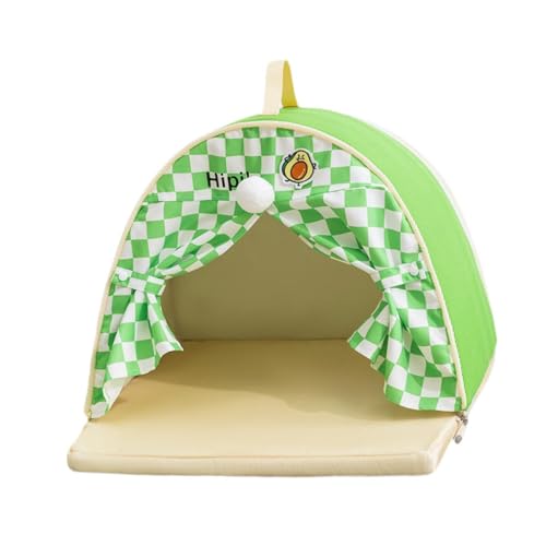ＡＷＨＡＯ Haustierzelt für Katzen, kleine Hunde Frühling Sommer Nicht -Schlupfkätzchen Weiches Bett Süßes tragbares Innen- und Außengebrauchkatze, GrÜn, 42cmx42cmx32cm von ＡＷＨＡＯ