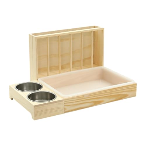 AWHAO Heu Futterspender Aus Holz für Haustiere mit 2 Schüsseln Und Katzentoilette, Vielseitig, Heuhalter für, Futterfütterung für Chinchillas Und Hase, Style B AWHAO Heu Futterspender Aus Holz für Haustiere mit 2 Schüsseln Und Katzentoilette, Vielseitig, Heuhalter für, Futterfütterung für Chinchillas Und Hase, Style B von AWHAO
