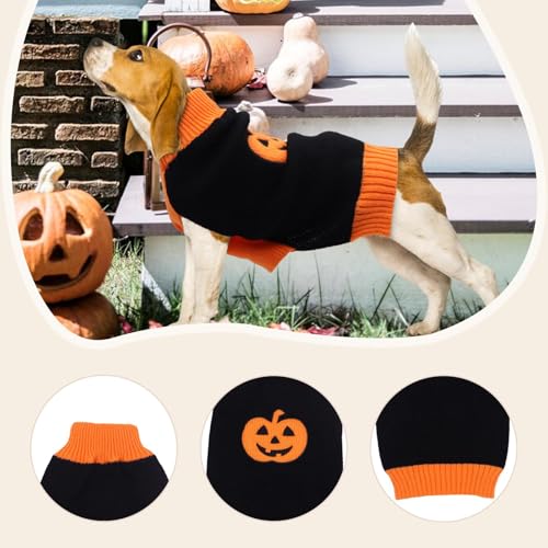 ＡＷＨＡＯ Hund Halloween Pullover Haustier Kostüm Haustier Kürbis Kleidung für Herbst Cosplay Party, L von ＡＷＨＡＯ
