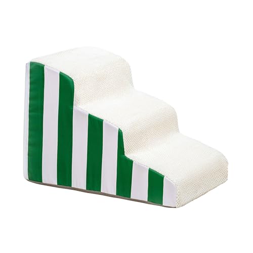 ＡＷＨＡＯ Hunderampe, Treppe, Leicht, Zum Klettern auf Couch, Sofa Und Hochbett, Weich, Tragbar, Stabil, rutschfest, Aus Schaumstoff mit Hoher Dichte, grün und weiß, 3 Schritte von ＡＷＨＡＯ