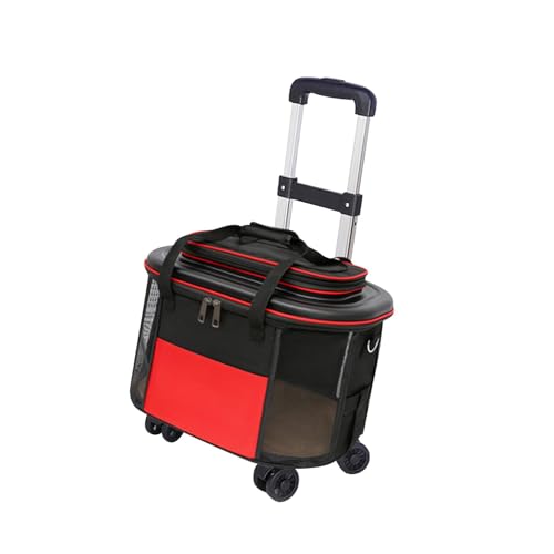 ＡＷＨＡＯ Hundetragetasche mit Rädern, atmungsaktiv, zusammenklappbar, Trolley, Haustiertragetasche für ausgehende Reisen, ROT von ＡＷＨＡＯ