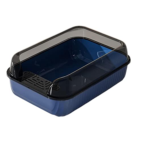 ＡＷＨＡＯ Katze, Katzentoilette, Schmutzabweisend, Spritzwassergeschützt, Halbgeschlossen, Stabiler Streuschutz, Bettpfanne für Katzen, Große Katzentoilette, of, Blau von ＡＷＨＡＯ