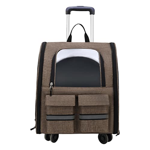 ＡＷＨＡＯ Katzen Trolley Rucksack, Haustier Tragetasche mit Griff, Zwinger, Atmungsaktive Handtasche, Tragetasche für Welpen, Kätzchen, Kitty, Spaziergänge, Tra, Khaki von ＡＷＨＡＯ