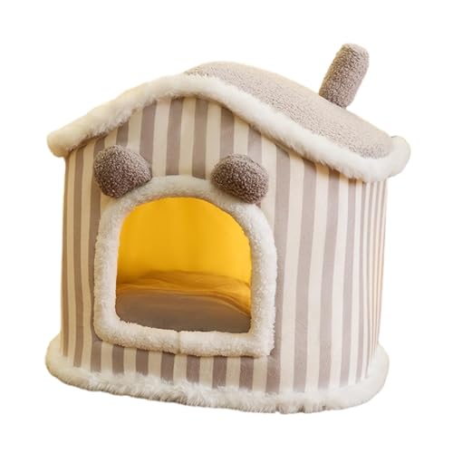 ＡＷＨＡＯ Katzenbett Schlafhaus Haustierbett Warm Anti Rutsch Boden Zwinger Weich Waschbar Indoor Katzen Kätzchen Kitty Shelter Haustier, Grau, L von ＡＷＨＡＯ