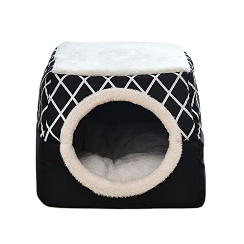 ＡＷＨＡＯ Katzenhöhle für drinnen - Gemütliches Schlafbett für Katzen und Kätzchen, Schwarz L von ＡＷＨＡＯ