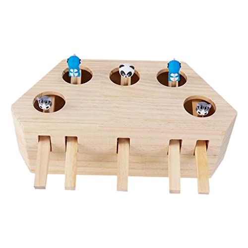 ＡＷＨＡＯ Katzenspielzeug Holzkiste Puzzle Spielzeug Mäuse, 5 Löcher von ＡＷＨＡＯ