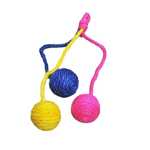 ＡＷＨＡＯ Katzenspielzeug Sisalball, Umweltfreundlich, Handgefertigt, Katzenseilball, Zufällige Farbe von ＡＷＨＡＯ