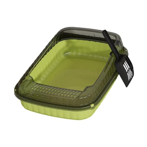 ＡＷＨＡＯ Katzenstrauder Kiste Offene Top Zapfablettung, Spritzsicher, Katzenbettverschluss Halb Geschlossener Kätzchen Töpfchen Toilette für Kleine Mittelgr, Grün von ＡＷＨＡＯ