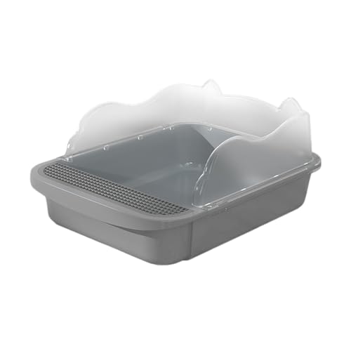 AWHAO Katzentoilette, Sieb Katzentoiletten, Katzen Töpfchen Toilette, Halbgeschlossener, Extra Großer Katzen Sandkasten, Kätzchen Katzentoilette, grau AWHAO Katzentoilette, Sieb Katzentoiletten, Katzen Töpfchen Toilette, Halbgeschlossener, Extra Großer Katzen Sandkasten, Kätzchen Katzentoilette, grau von AWHAO