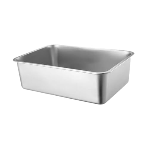 ＡＷＨＡＯ Katzentoilette aus Edelstahl, Katzentoilette aus Metall, Katzentoilette, Sandkasten für Katzen, Katzentoilette mit hohen Seitenwänden von ＡＷＨＡＯ