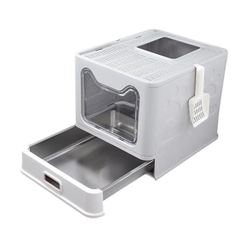 AWHAO Katzentoilette mit Deckel, Katzentoilette, zusammenklappbar, komplett geschlossen, leicht zu reinigen, Töpfchen, Grau AWHAO Katzentoilette mit Deckel, Katzentoilette, zusammenklappbar, komplett geschlossen, leicht zu reinigen, Töpfchen, Grau von AWHAO