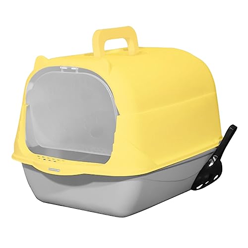 AWHAO Katzentoilette mit Kapuze, Haustiertoilette, Vollständig Geschlossene Katzentoilette mit Vordertürklappe, Zugang, Handheld Grau Gelb AWHAO Katzentoilette mit Kapuze, Haustiertoilette, Vollständig Geschlossene Katzentoilette mit Vordertürklappe, Zugang, Handheld Grau Gelb von AWHAO