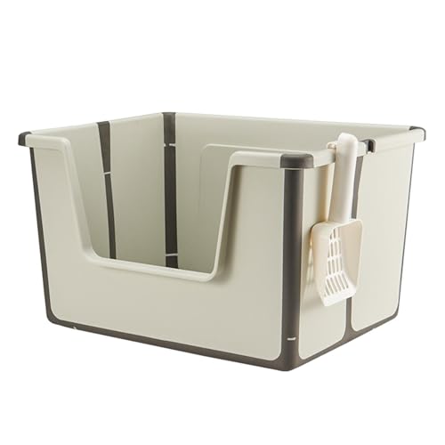 AWHAO Katzentoilette mit offener Oberseite, Katzenbettpfanne, leicht zu tragen, Faltbare Katzentoilette, Katzentoilette, Sandkasten für alle Arten von, Grau AWHAO Katzentoilette mit offener Oberseite, Katzenbettpfanne, leicht zu tragen, Faltbare Katzentoilette, Katzentoilette, Sandkasten für alle Arten von, Grau von AWHAO