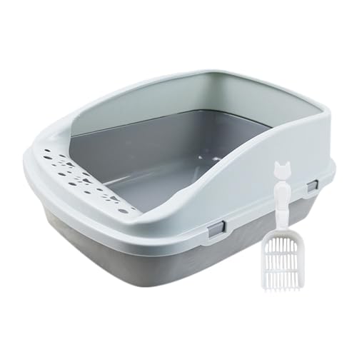 AWHAO Katzentoilettentablett, Hochseitige Haustiertoilette, Tragbares Haustierbetttablett mit Großer Kapazität, Katzentoilette, grau AWHAO Katzentoilettentablett, Hochseitige Haustiertoilette, Tragbares Haustierbetttablett mit Großer Kapazität, Katzentoilette, grau von AWHAO