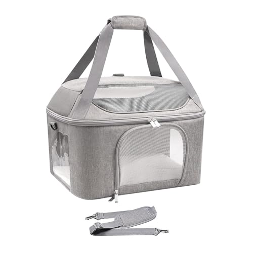 AWHAO Katzentragetasche, Haustiertragetasche, atmungsaktiv, tragbar, faltbar, weiche Seiten, für Spaziergänge im Freien, Silber AWHAO Katzentragetasche, Haustiertragetasche, atmungsaktiv, tragbar, faltbar, weiche Seiten, für Spaziergänge im Freien, Silber von AWHAO