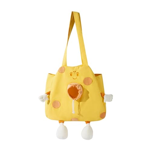 ＡＷＨＡＯ Katzentragetasche, Katzentragetasche, süße Haustiertasche aus Segeltuch, Handtasche für kleine Hunde und Katzen, Gelb, l von ＡＷＨＡＯ