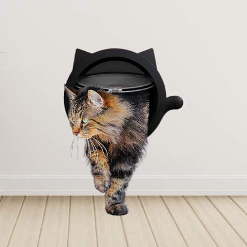 ＡＷＨＡＯ Katzentür Katzenklappe Tiertür Durchgangstür Haustiertür mit Vier Verschlussoptionen Zur Zugangskontrolle für Haushalte mit Katzen Und Kleinen Hunden, Schwarz von ＡＷＨＡＯ