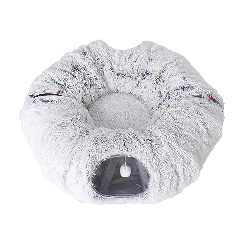 AWHAO Katzentunnelbett, Katzenhaus, Interaktives Spielzeug, Zusammenklappbares Hundebett, Warm, mit Ballübung, Tragbares Haustier Katzenbett für Drinnen, Ka, GRAU AWHAO Katzentunnelbett, Katzenhaus, Interaktives Spielzeug, Zusammenklappbares Hundebett, Warm, mit Ballübung, Tragbares Haustier Katzenbett für Drinnen, Ka, GRAU von AWHAO